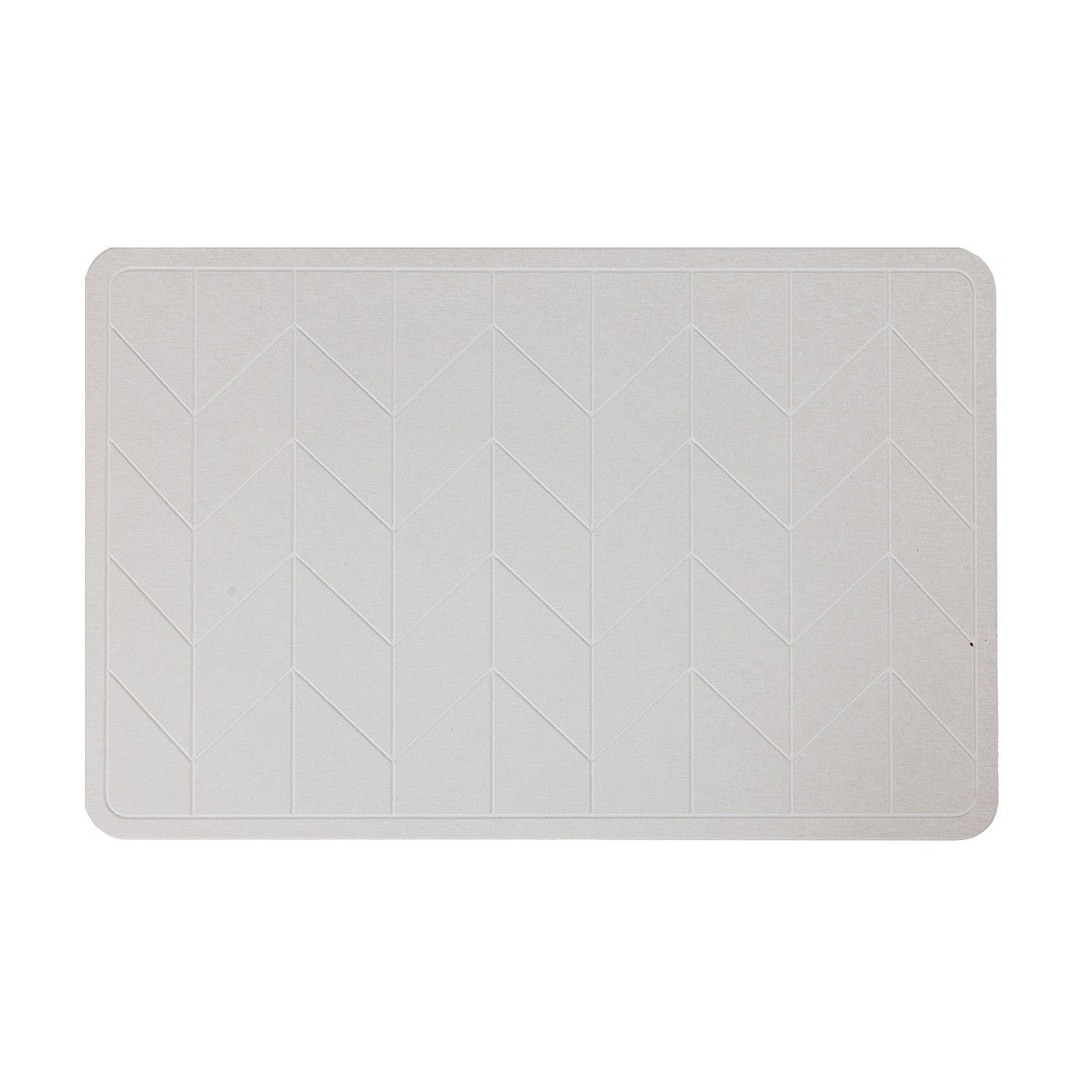 Stone look Quick Dry Stone bathmat featuring a modern geometric chevron design on a soft textured surface against a clean white background.