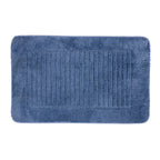 Design Republique Gemma Memory Foam Bathmat in Denim, featuring a soft textured surface with a subtle bordered design.