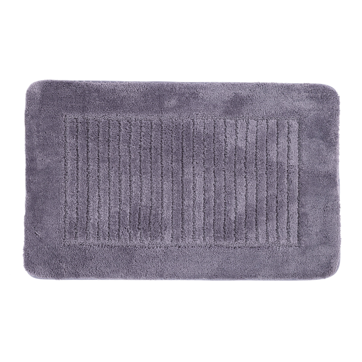 Design Republique Gemma Memory Foam Bathmat in Silver, featuring a soft textured surface with a subtle bordered design.