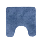 Design Republique Gemma Memory Foam Contour Mat in Denim, featuring a soft plush surface and shaped design to fit around the base of a toilet.