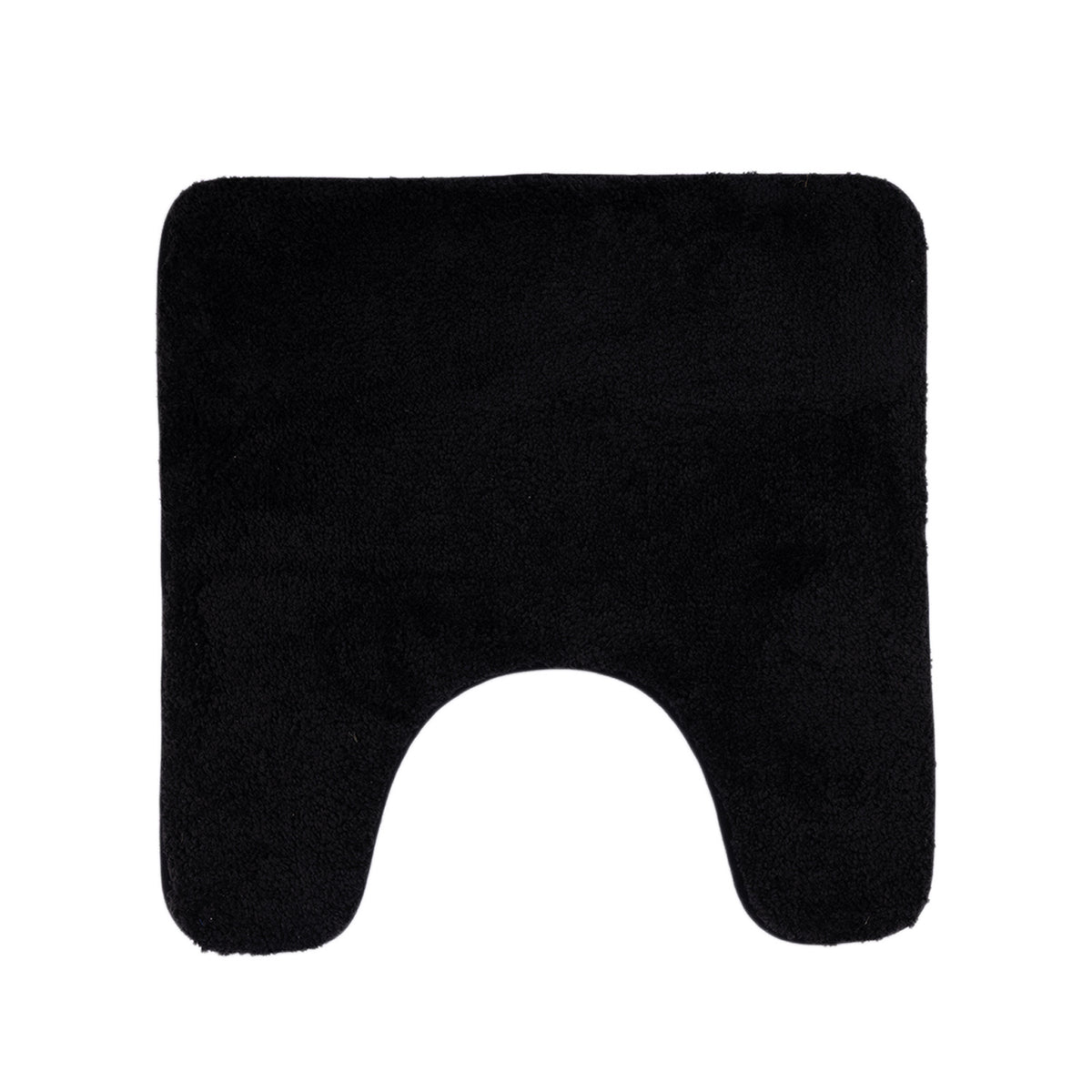 Design Republique Gemma Memory Foam Contour Mat in Ebony, featuring a soft plush surface and shaped design to fit around the base of a toilet.
