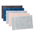 Home Co. Boston Plush Bathmats in Charcoal, Teal, Silver, Dusty Pink and Sea Mist displayed together.