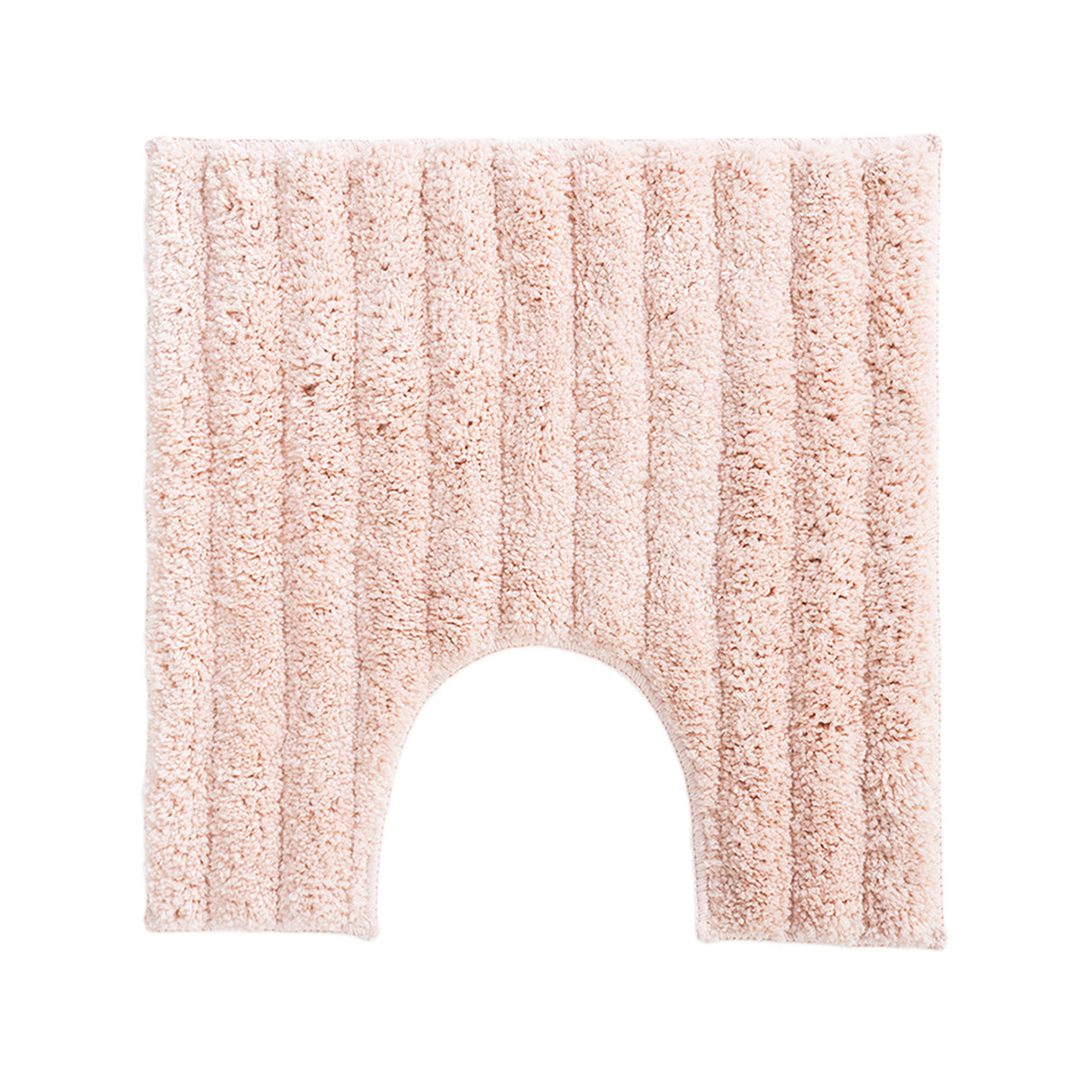 Home Co. Boston Plush Contour Bathmat in Blush featuring a soft plush surface with a subtle ribbed texture and curved toilet cut-out.