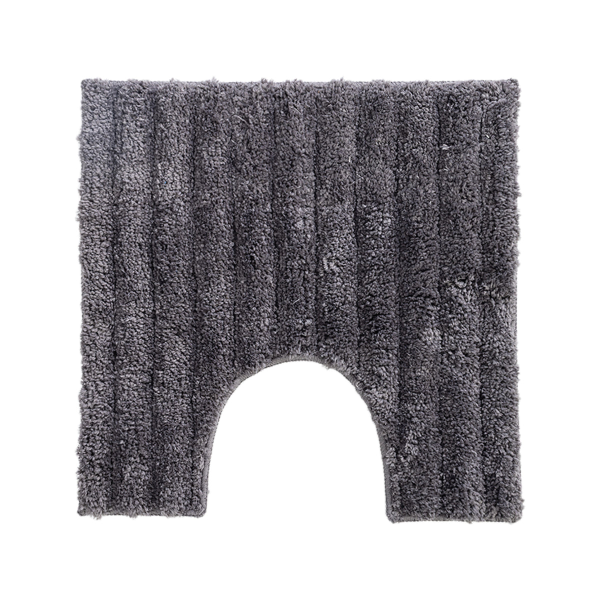Home Co. Boston Plush Contour Bathmat in Charcoal featuring a soft plush surface with a subtle ribbed texture and curved toilet cut-out.