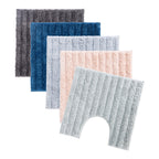 Home Co. Boston Plush Contour Bathmats displayed together in Charcoal, Teal, Silver, Blush and Sea Mist.