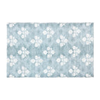 Design Republique Venica Chenille Bathmat in Sea Mist, featuring a soft textured finish with a contrasting white floral pattern.