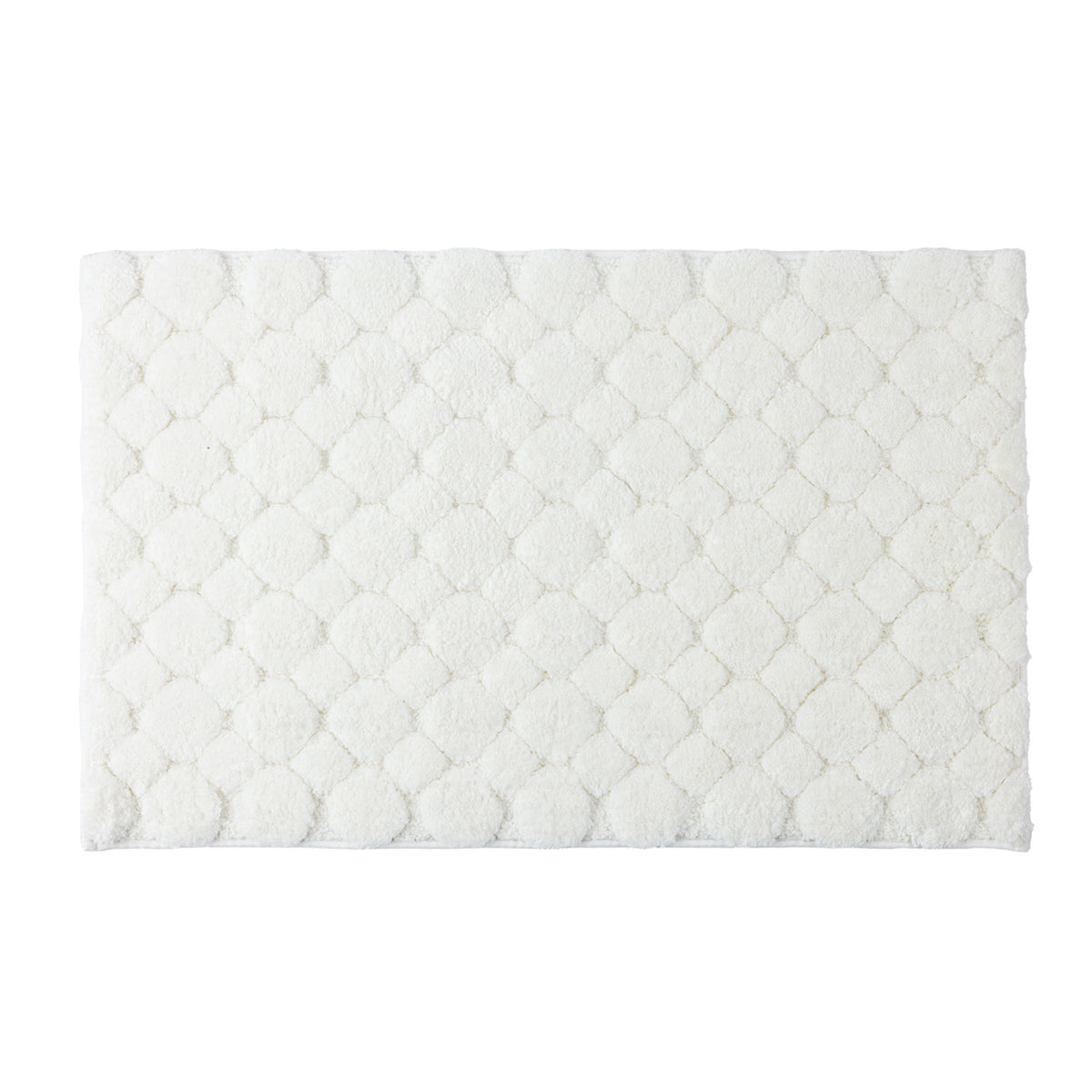Solace Pebble Bathmat in Cream with a plush textured pebble-inspired design on a white background.