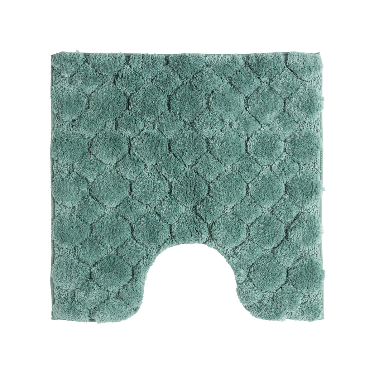 Solace Pebble Contour Mat in Eucalyptus with a soft raised pebble-inspired pattern and U-shaped cut-out.