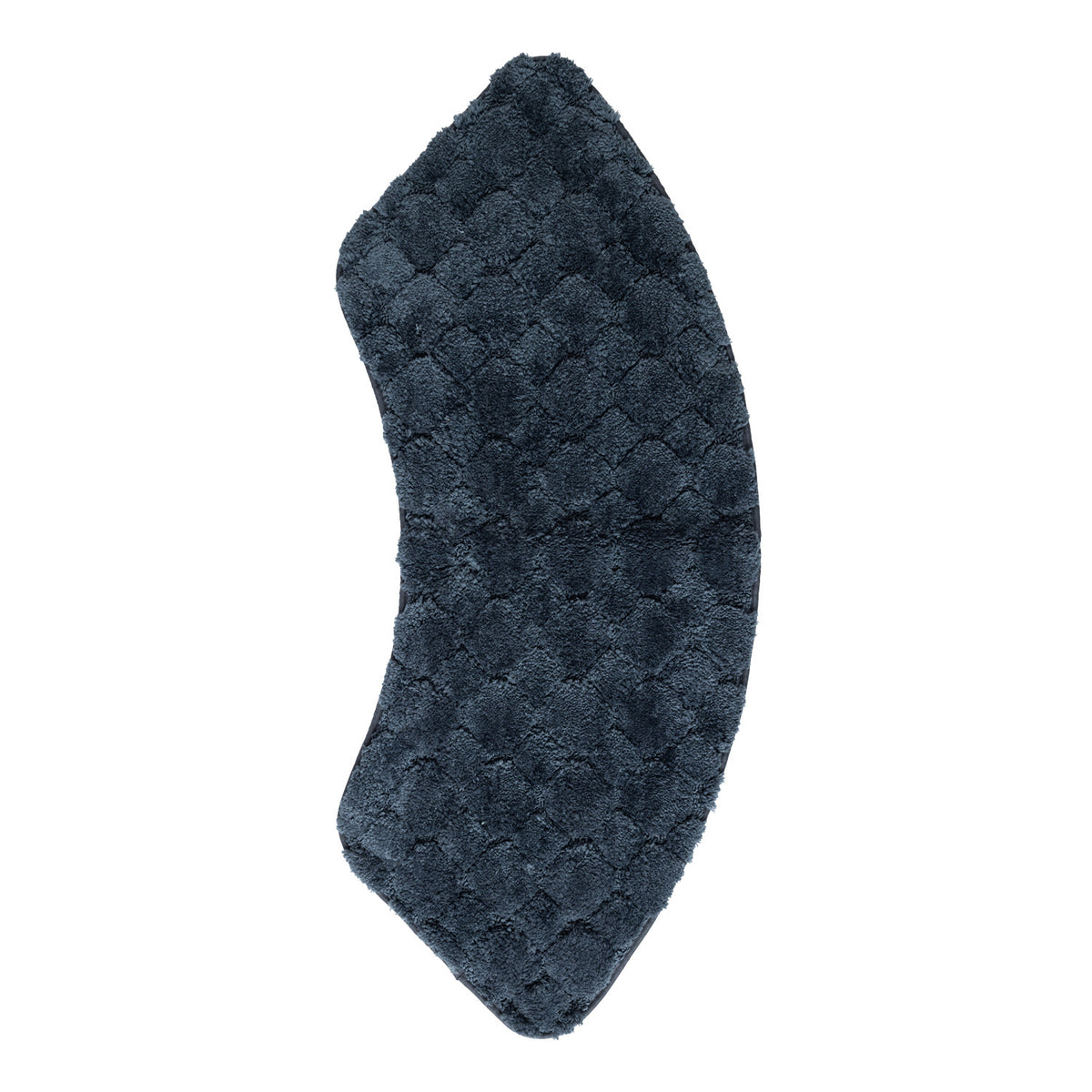 Solace Pebble Curved Shower Mat in Ebony featuring a curved shape and deep dark pebble-inspired textured surface.
