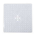 Clear non-slip shower mat featuring raised suction cups and drainage holes on a clean white background.