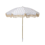 Cove Fringed Beach Umbrella Stone Stripe