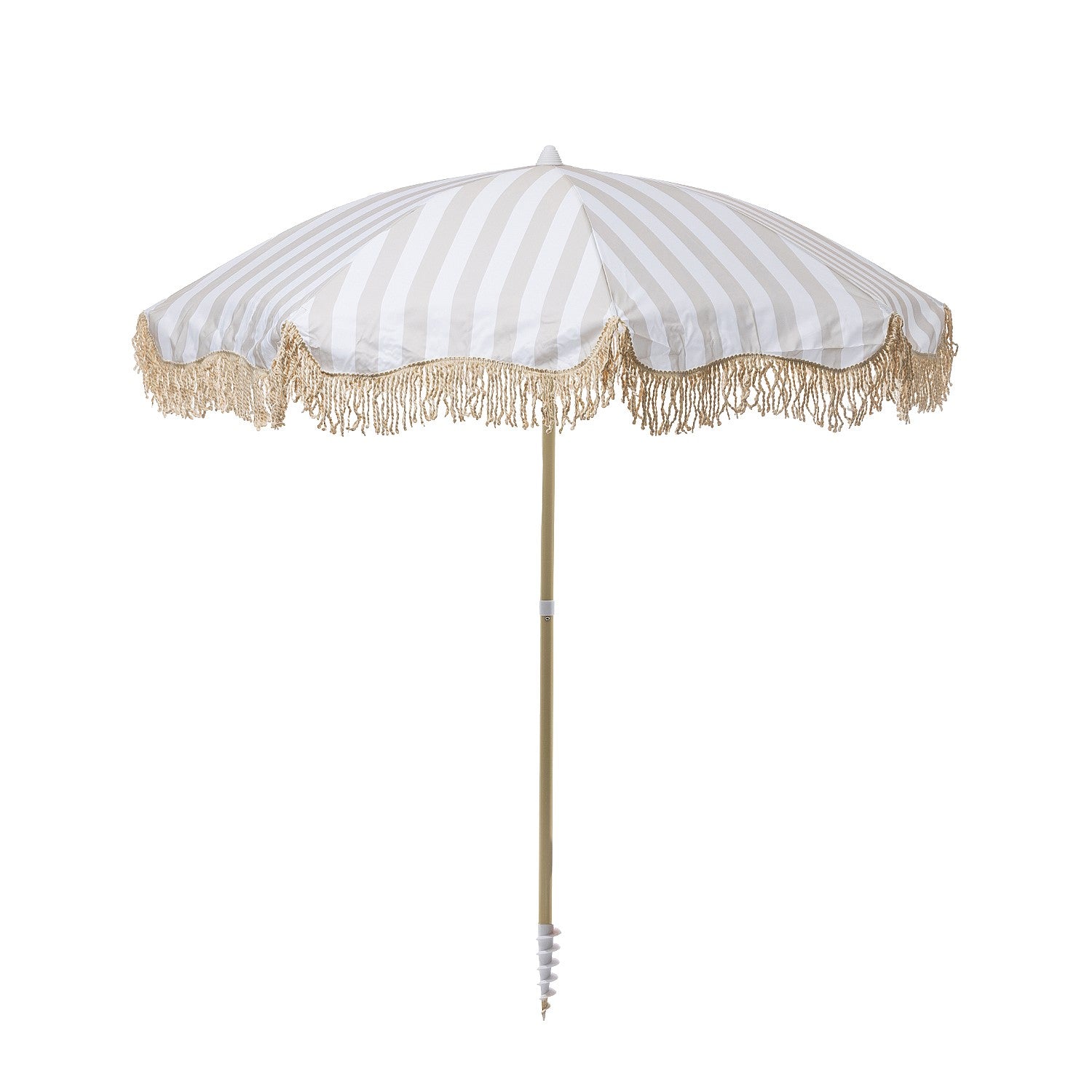 Cove Fringed Beach Umbrella Stone Stripe