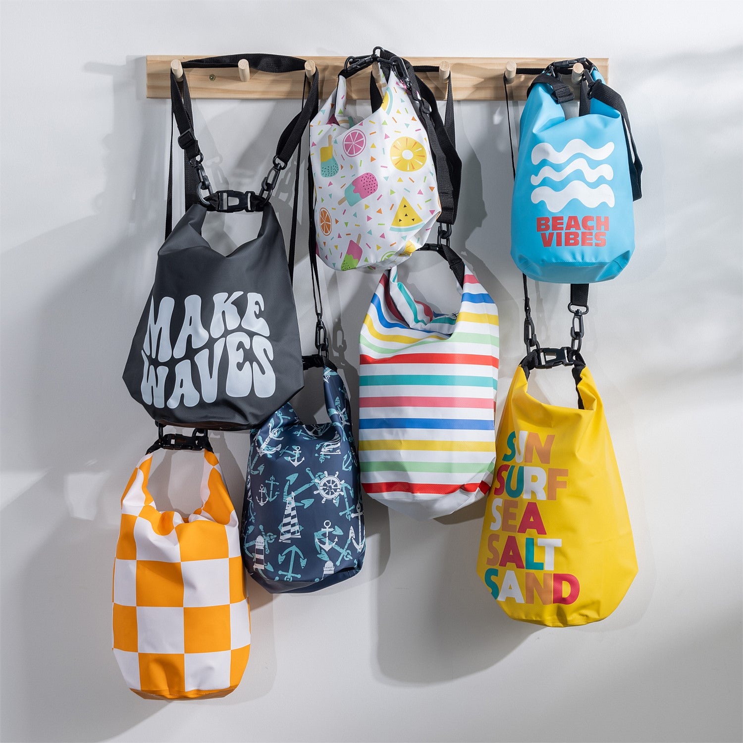 Seaside Supplies Waterproof Beach Bag Check Yellow 8L