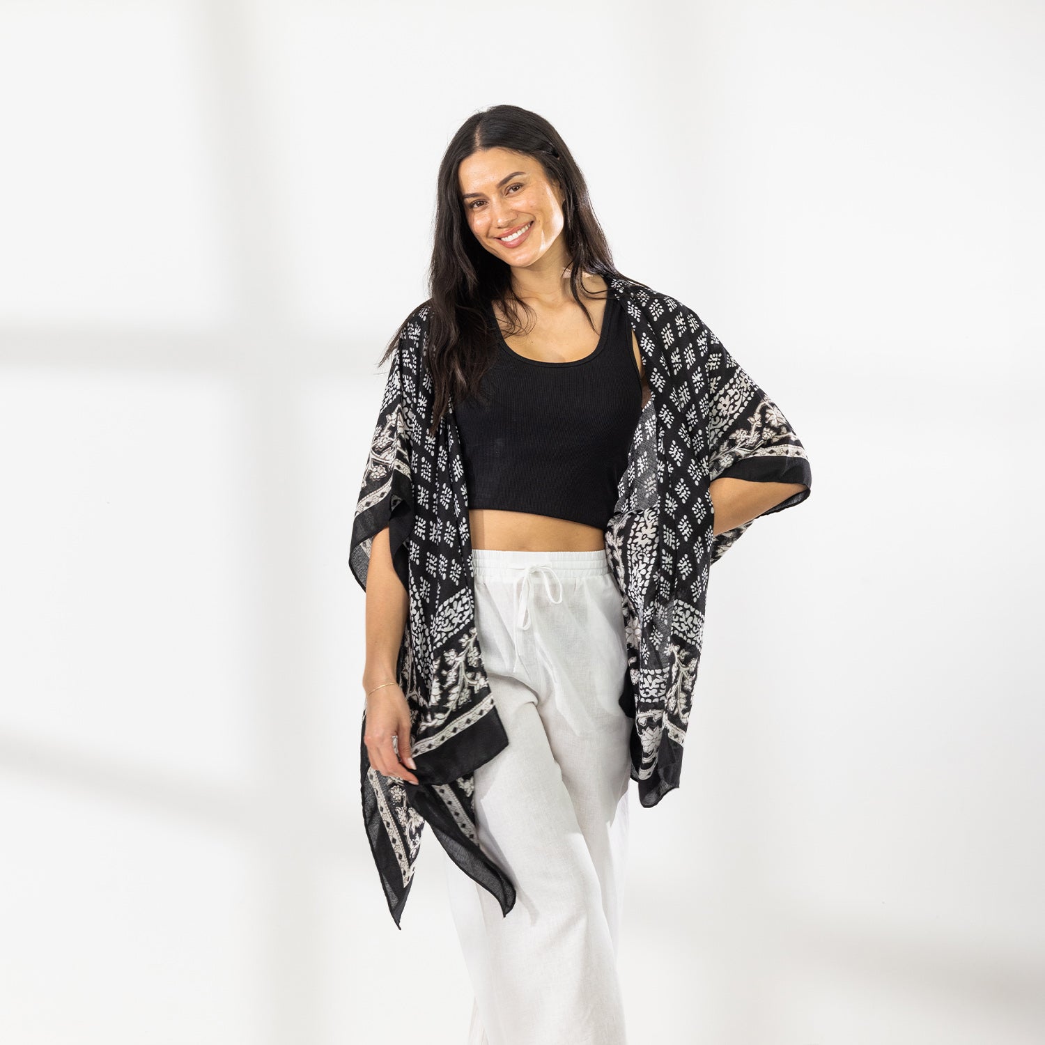 Sirene Jessica Border Print Open Kaftan