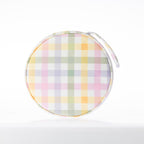 A round zippered picnic set pouch with a handle.