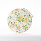 A round zippered picnic set pouch with a handle.