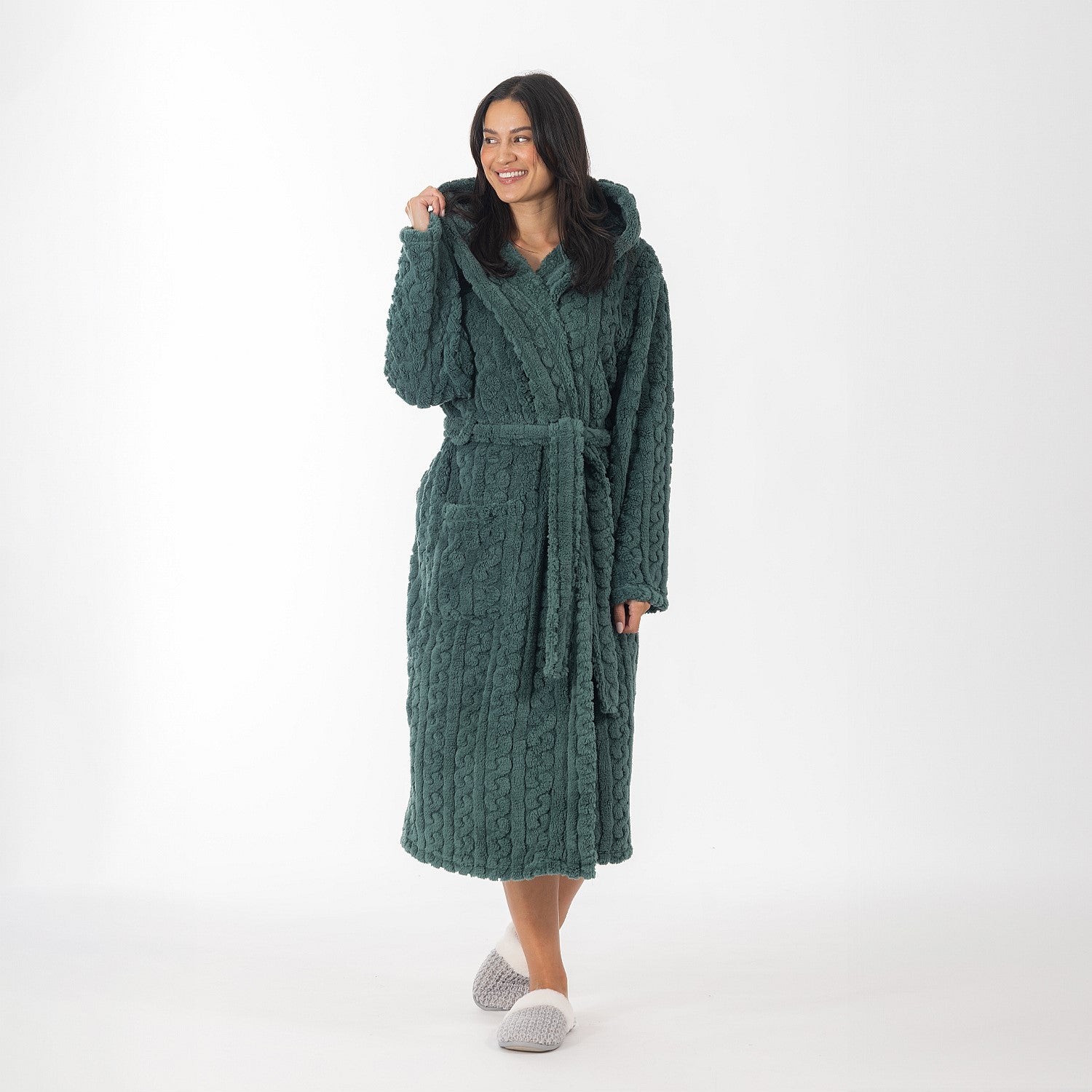 Eden 3/4 Length Hooded Plush Robe