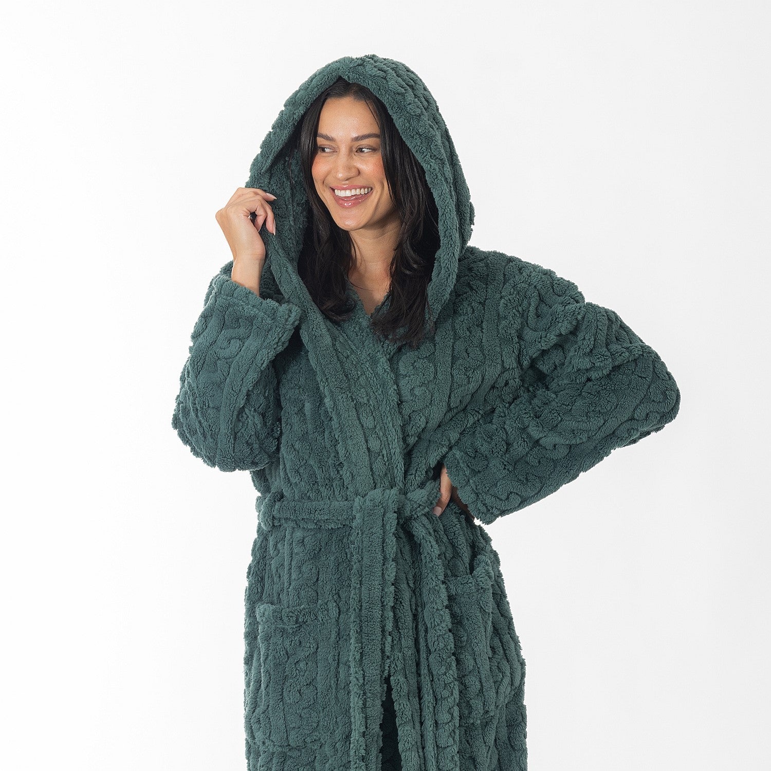 Eden 3/4 Length Hooded Plush Robe