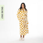 Amparo Drew Check Unisex 3/4 Length Bathrobe Amber
