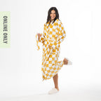 Amparo Drew Check Unisex 3/4 Length Bathrobe Amber
