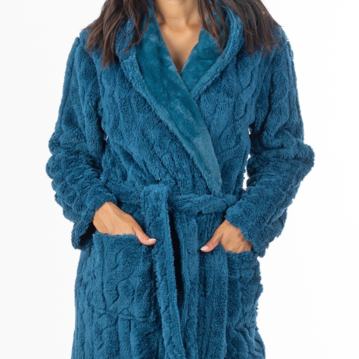 Design Republique Carine Cable Hooded Robe