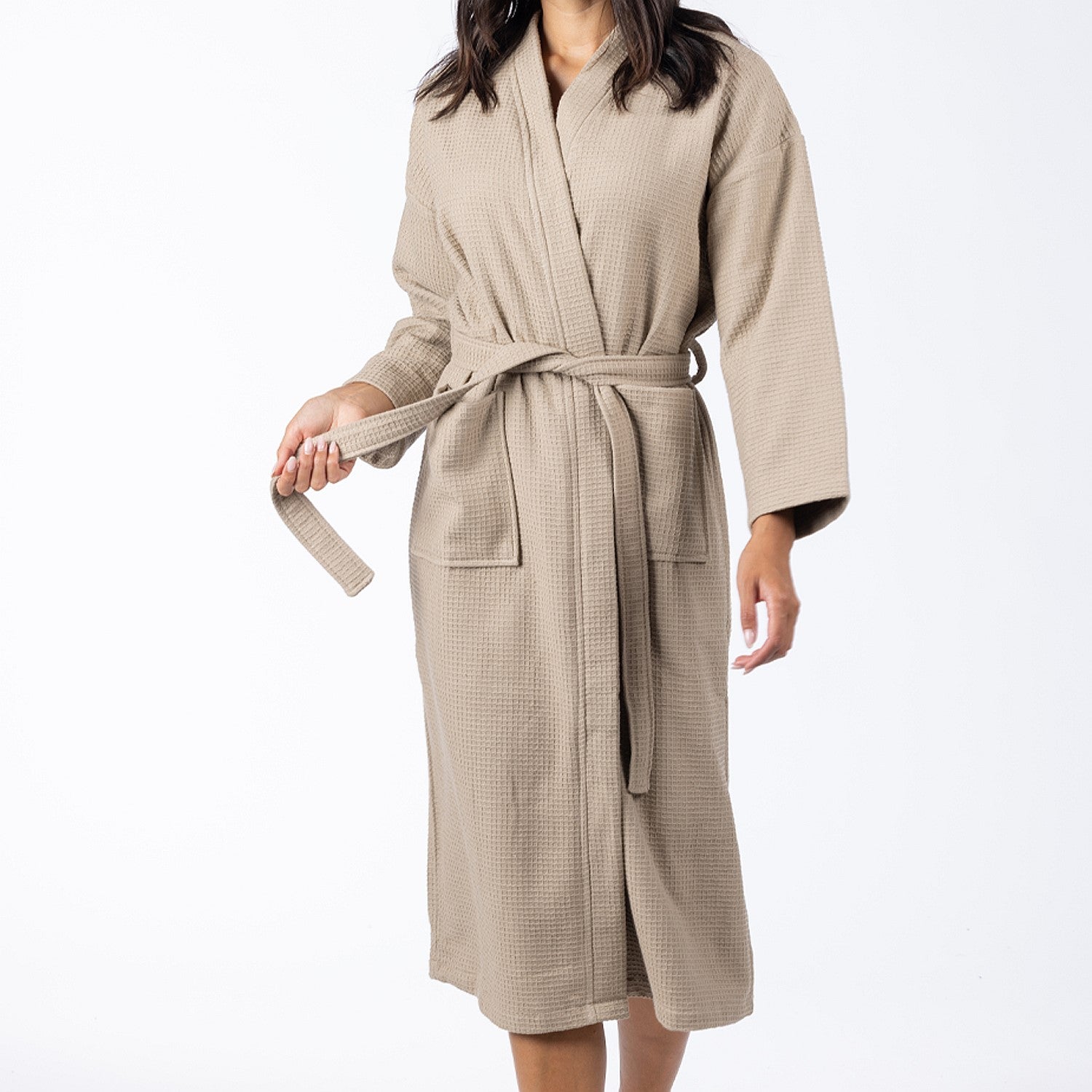 Design Republique Ashley Unisex Waffle Robe Mocha