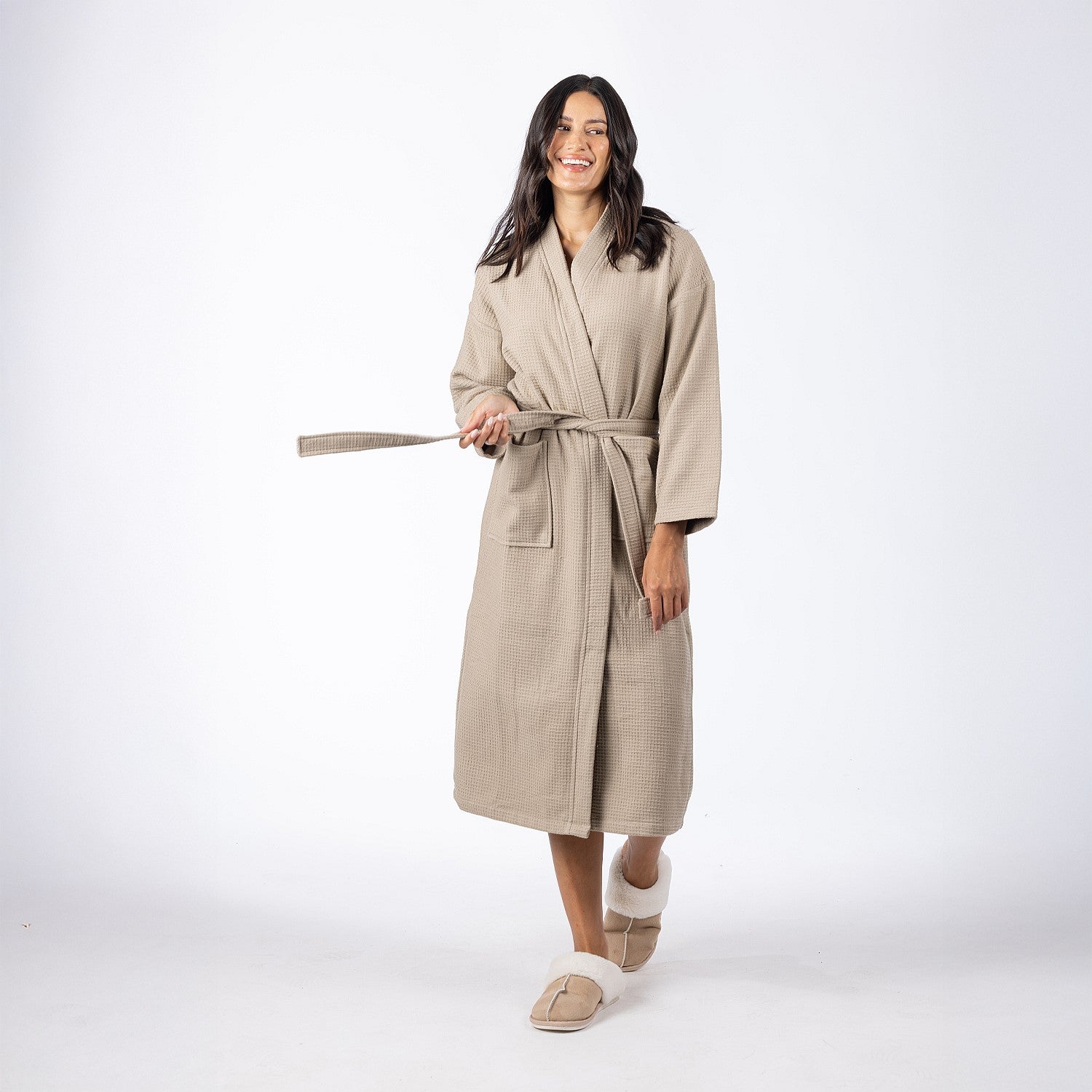 Design Republique Ashley Unisex Waffle Robe Mocha