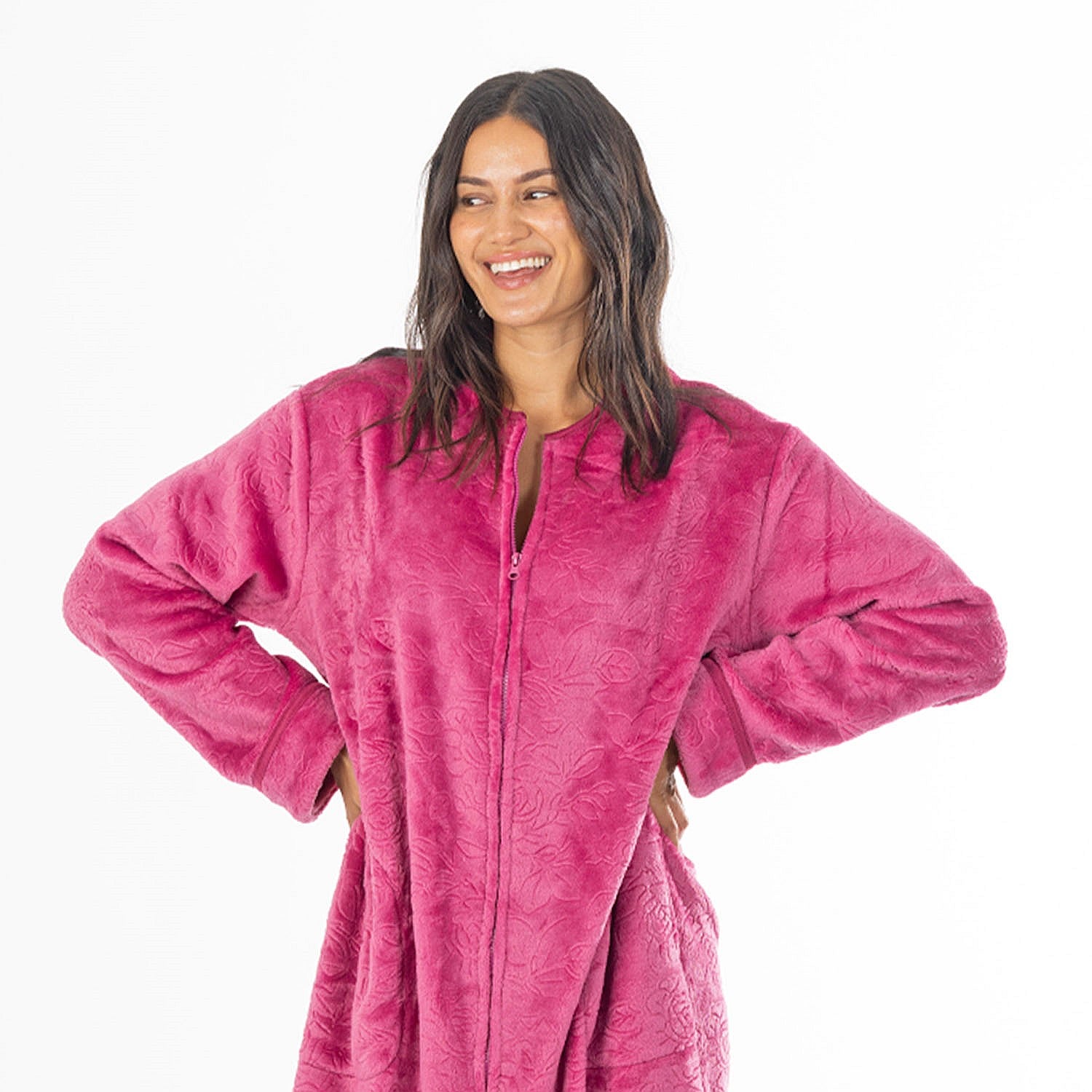 Gracious Living Lizzy Zip Front Plush Bathrobe