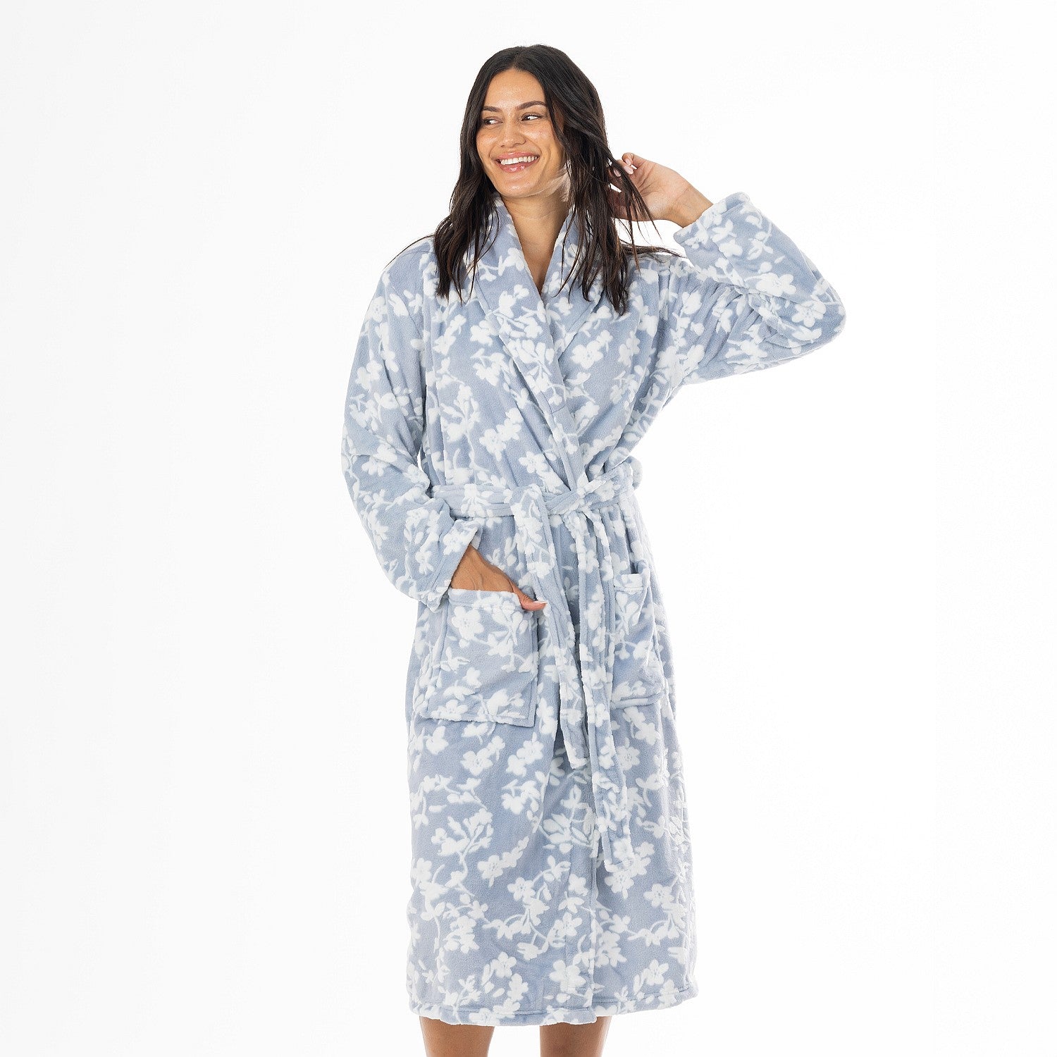 Eden Emma Floral Plush 3/4 Bathrobe