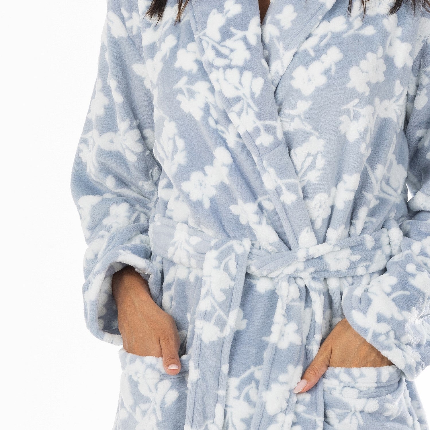 Eden Emma Floral Plush 3/4 Bathrobe