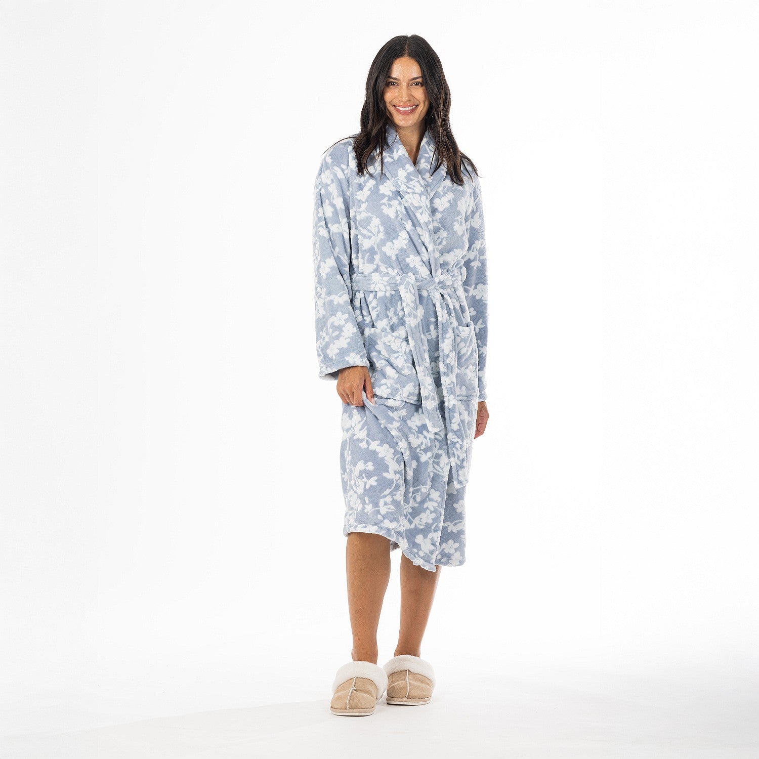 Eden Emma Floral Plush 3/4 Bathrobe