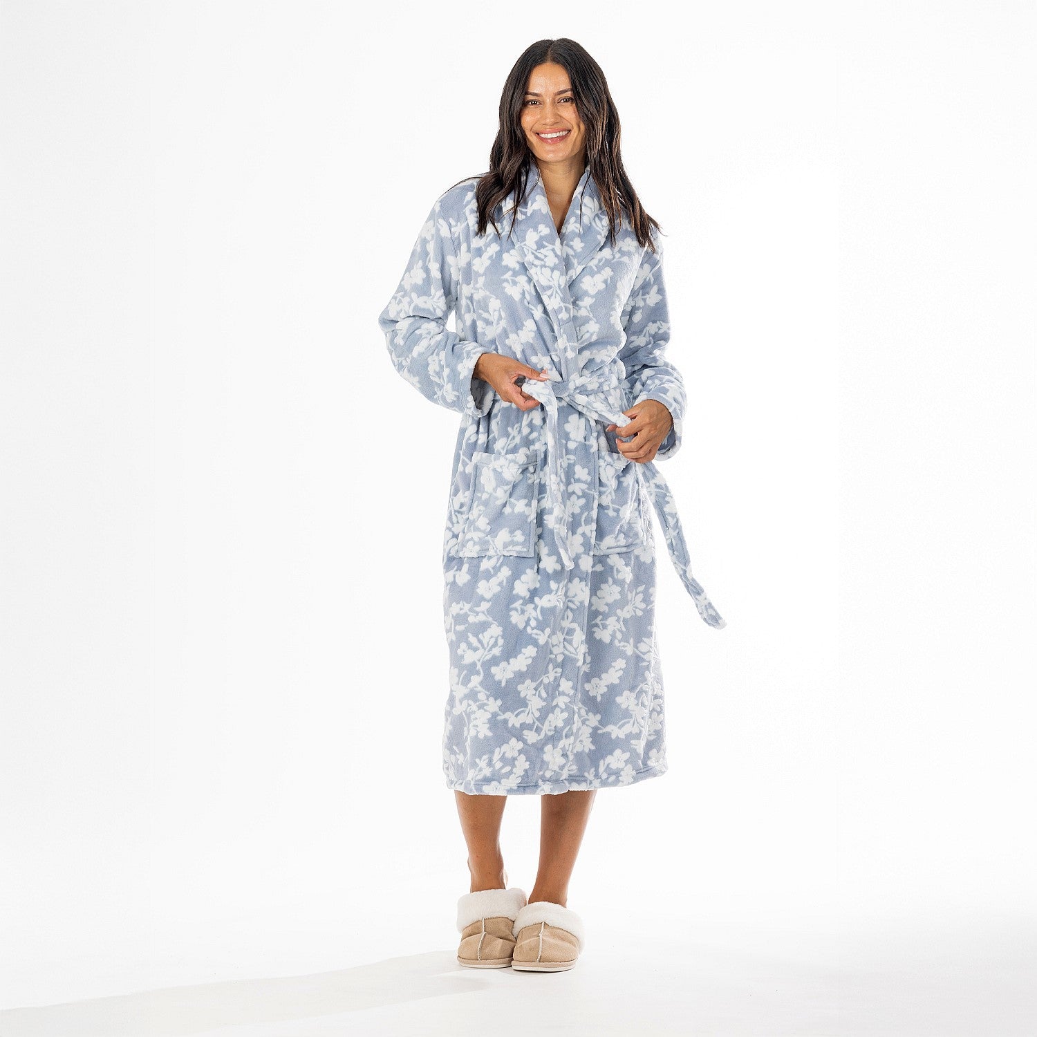 Eden Emma Floral Plush 3/4 Bathrobe