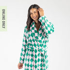 Amparo Cleo Diamond Pink & Green Plush Bathrobe