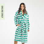 Amparo Cleo Diamond Pink & Green Plush Bathrobe