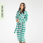 Amparo Cleo Diamond Pink & Green Plush Bathrobe