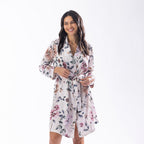 Design Republique Malibu Satin Printed Robe Cream
