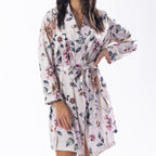 Design Republique Malibu Satin Printed Robe Cream