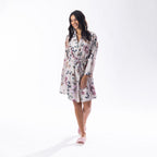 Design Republique Malibu Satin Printed Robe Cream