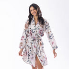 Design Republique Malibu Satin Printed Robe Cream