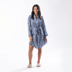 Design Republique Malibu Satin Printed Bathrobe Denim
