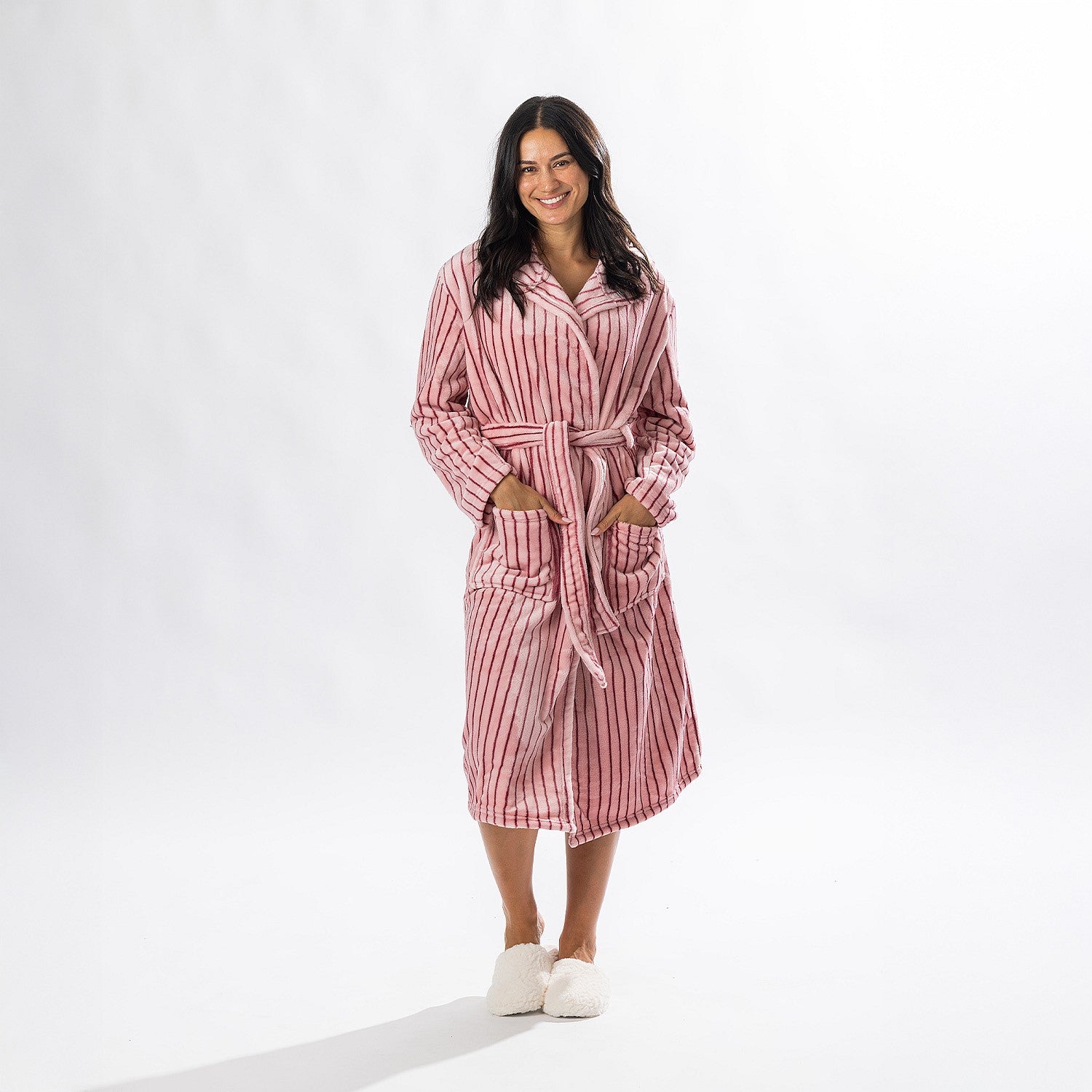 Solace Contrast Stripe 3/4 Bathrobe Blush