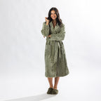 Solace Contrast Stripe 3/4 Hooded Bathrobe Khaki