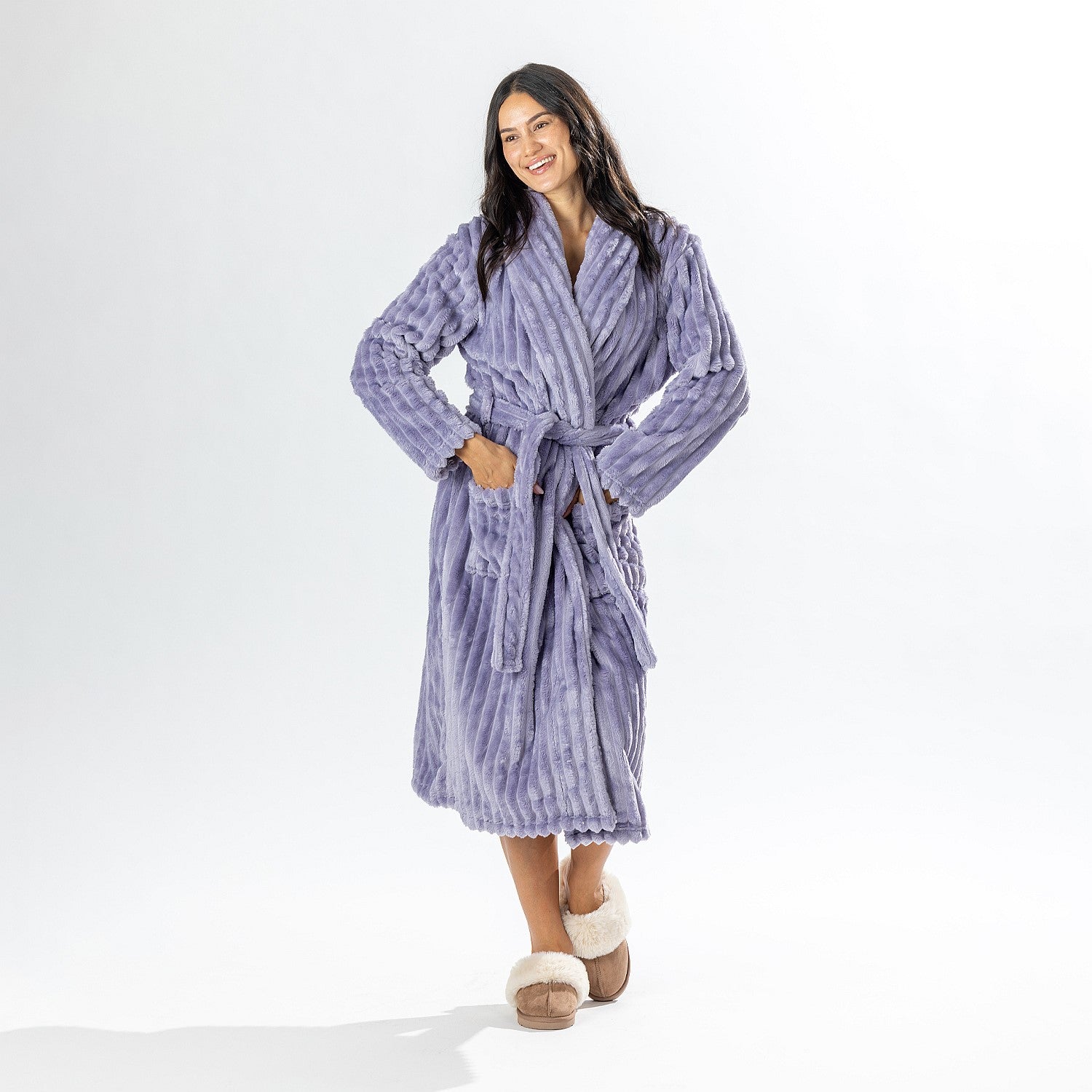 Design Republique Ribbed Super Plush Bathrobe
