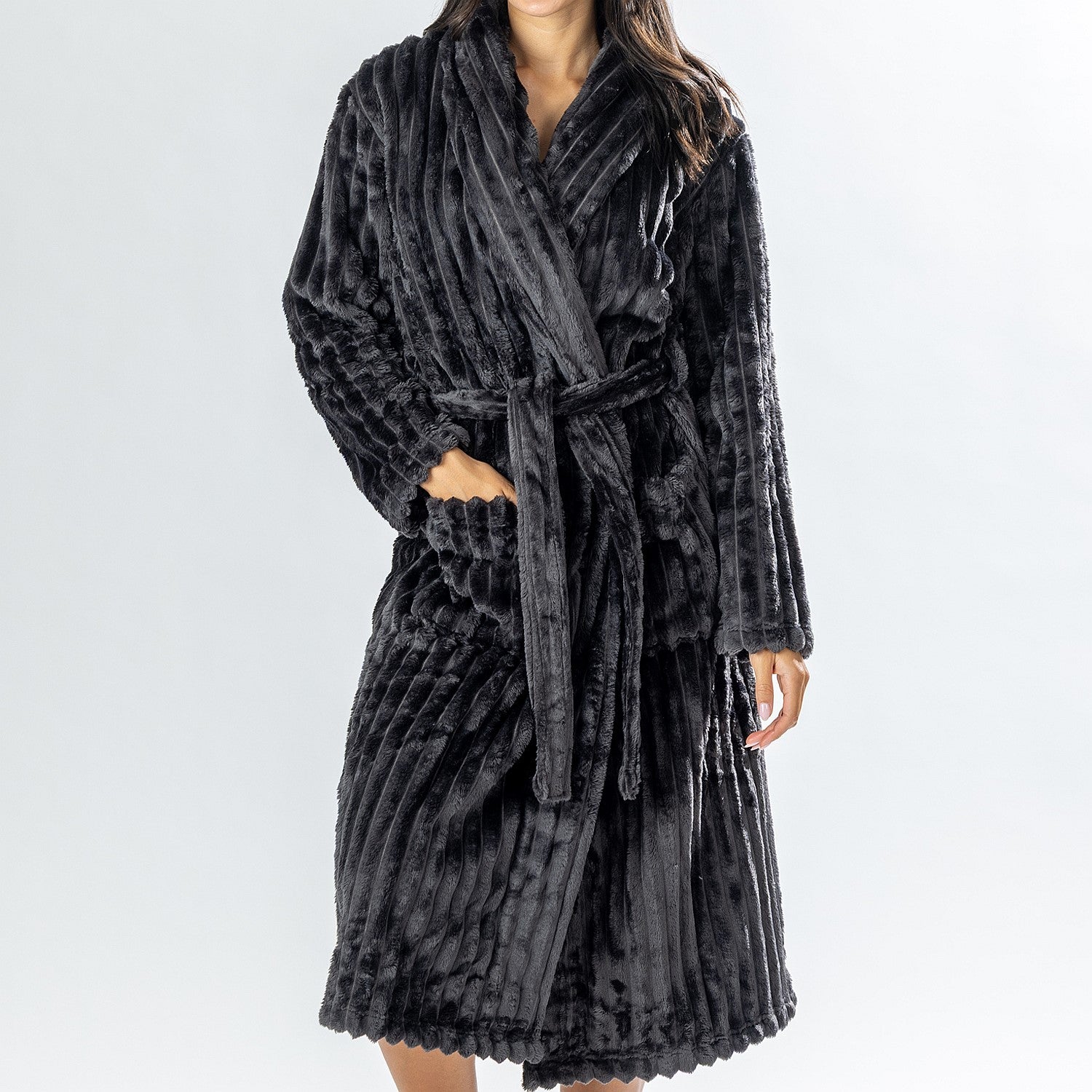 Design Republique Ribbed Super Plush Bathrobe