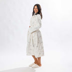 Design Republique Floral Printed 3/4 Length Plush Bathrobe