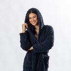 Design Republique Cable Hooded 3/4 Length Bathrobe
