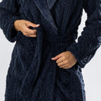 Design Republique Cable Hooded 3/4 Length Bathrobe