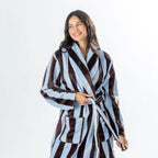 Amparo Bold Stripe Bathrobe Pale Blue