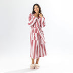 Amparo Bold Stripe Bathrobe Pink