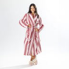 Amparo Bold Stripe Bathrobe Pink
